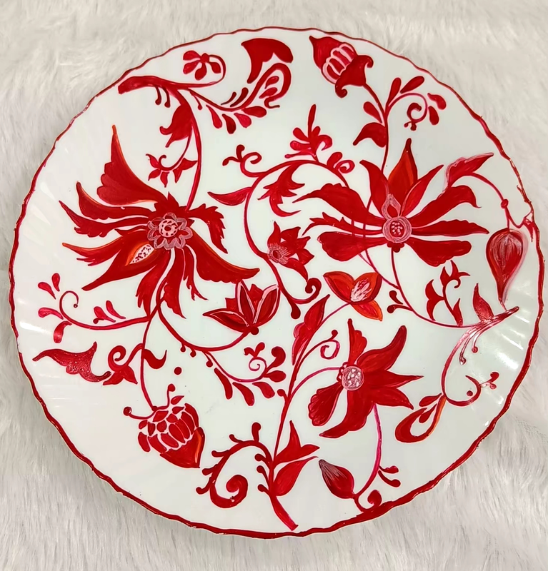 Hand Painted wallplate in Floral designs - Design 1