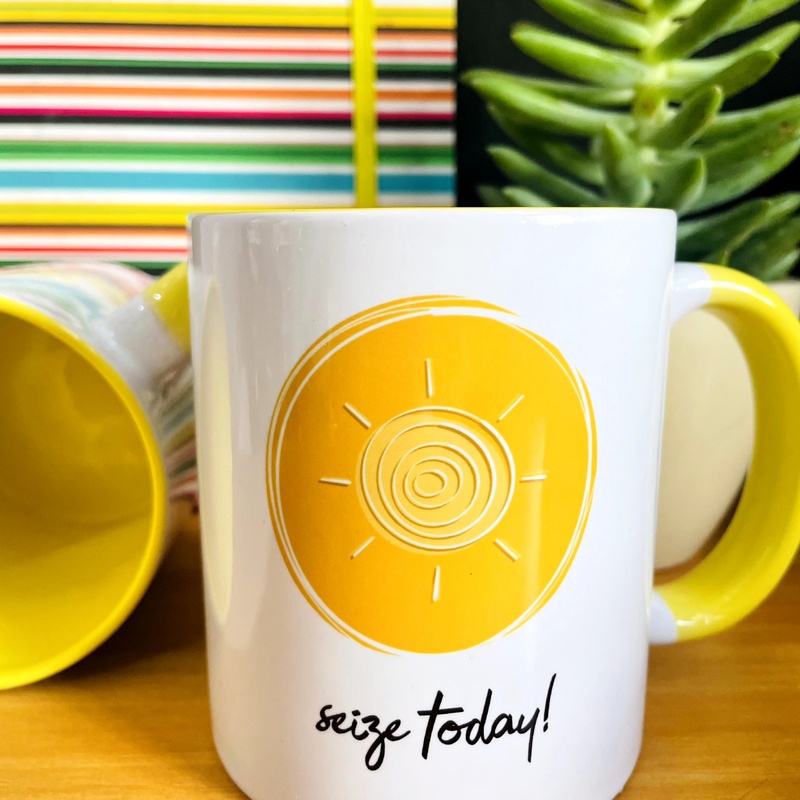 Pastel Yellow Coffee MUG “Seize Today"